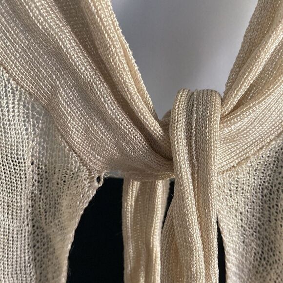 Bibelot Lightweight Gold Metallic Womens Cardigan Size S Tie Front Summer Layer - Picture 7 of 10